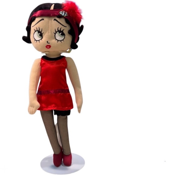 Betty Boop Rag Doll in Red Dress with Purple I love you Heart - Picture 1 of 8